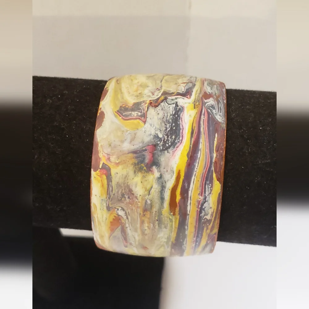 Hand Painted Acrylic Pour Painting Cuff Bracelet
